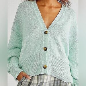 Free People Women’s ‘Found My Friend’ Mint Cardi Size Medium